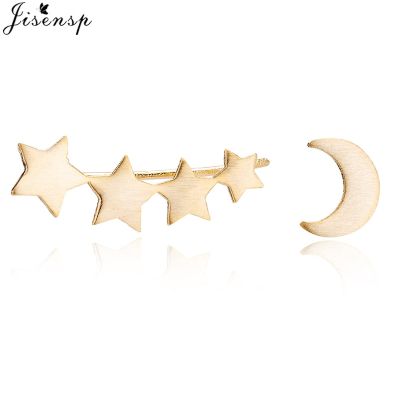 Jisensp Punk Waves Ear Climbers Earrings for Women Stud Earings Ear Crawler Bohemian Cute Earing Piercing Earings Pendientes