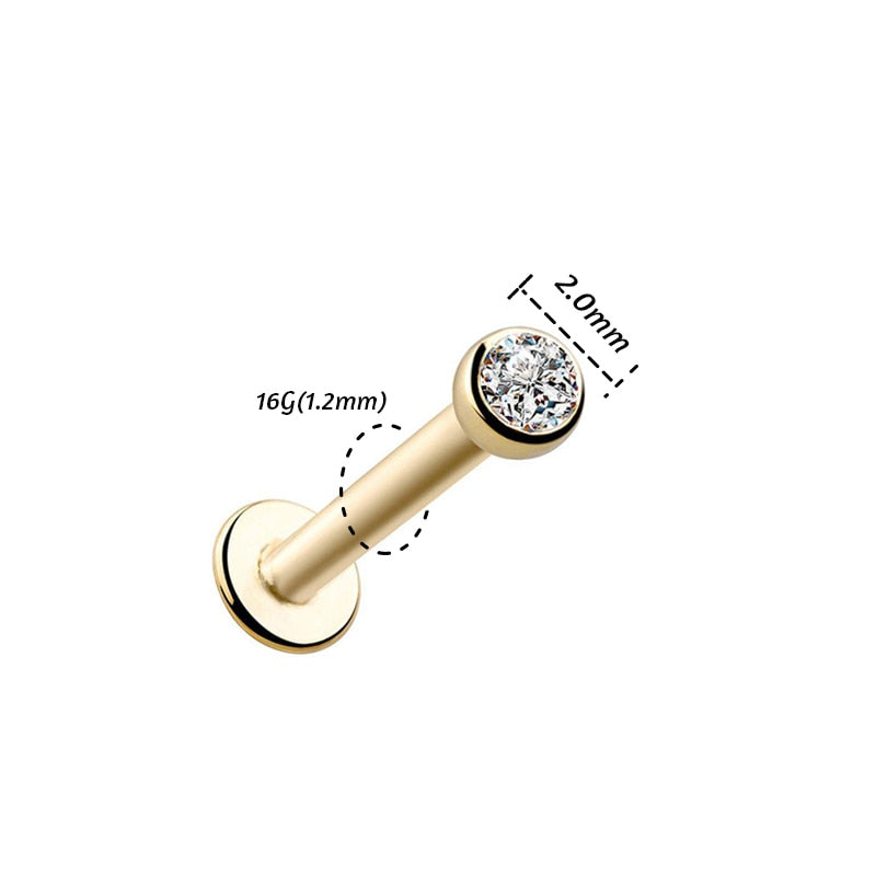 1Pc 16G 1.5-3mm Labret Tragus Cartilage Earring 16g Punk Cz Gem Round Tragus Lip Ring Monroe Ear Cartilage Earring Piercing