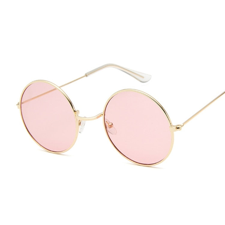 2019 Retro Round Pink Sunglasses Woman Brand Designer Sun Glasses For Woman Alloy Mirror Female Oculos De Sol Black