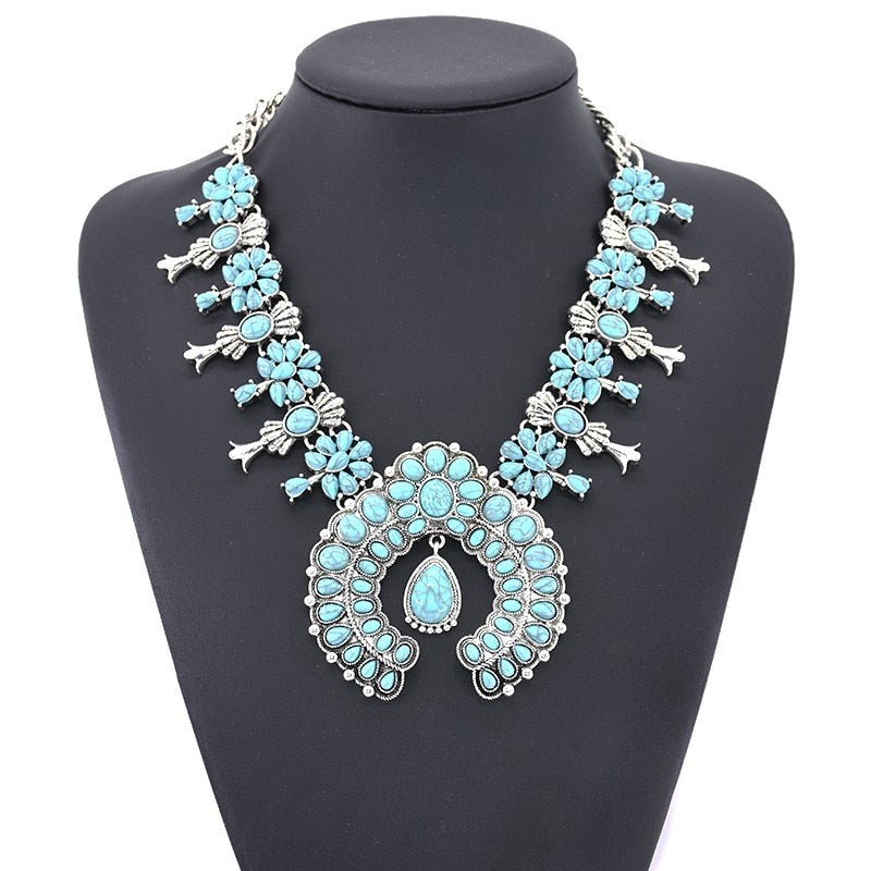 Indian Vintage Statement Choker Necklace Women Native American Jewelry Boho Tribal Moon Pendants Collar Necklace