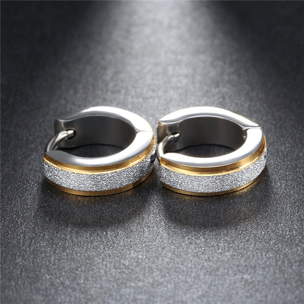 ZORCVENS Silver Color&Gold-Color Punk Rock Stainless Steel Small Hoop Earrings for Women Wedding Party Jewelry