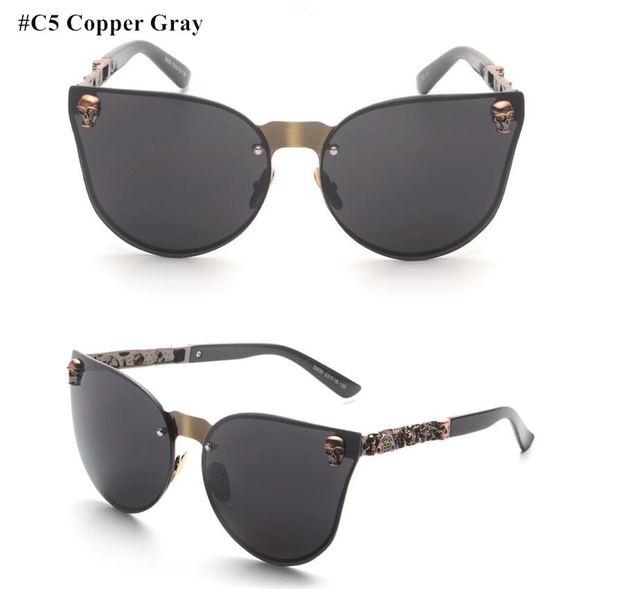 Emosnia Pink Sunglasses Rose Gold Skull Oversize Sunglasses Women Brand Designer Big Frame Sun Glasses For Female Ladies Eyewear