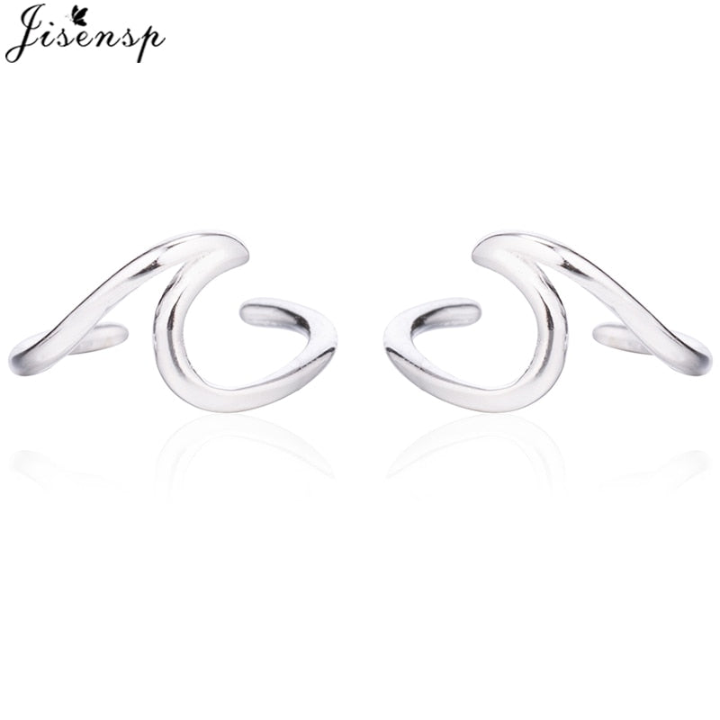 Jisensp Punk Waves Ear Climbers Earrings for Women Stud Earings Ear Crawler Bohemian Cute Earing Piercing Earings Pendientes