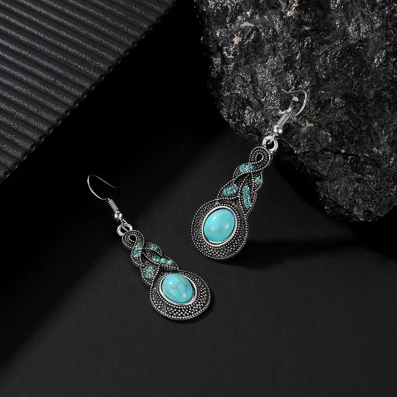 Blue Crystal Zircon Necklace Earring Set Jewelry