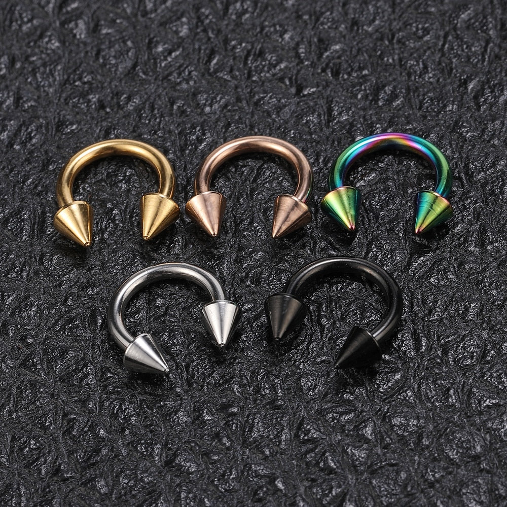 ZS 5 Pcs/lot Stainless Steel Nose Ring Spike Nose Piercings Helix Ear Piercing For Women Men Septum Rings Body Piercing Jewelry
