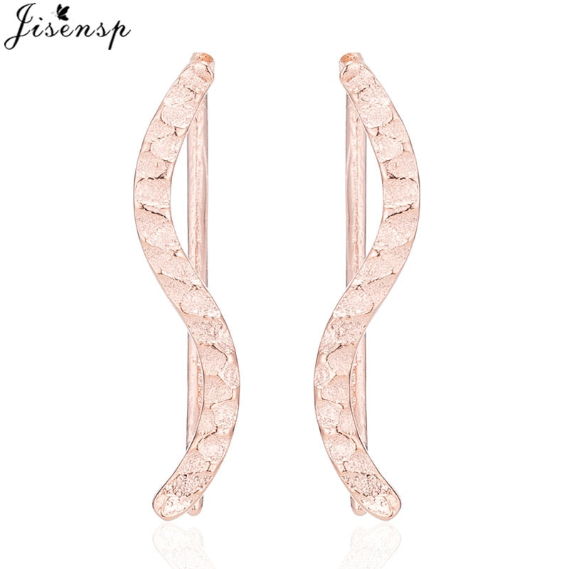 Jisensp Punk Waves Ear Climbers Earrings for Women Stud Earings Ear Crawler Bohemian Cute Earing Piercing Earings Pendientes