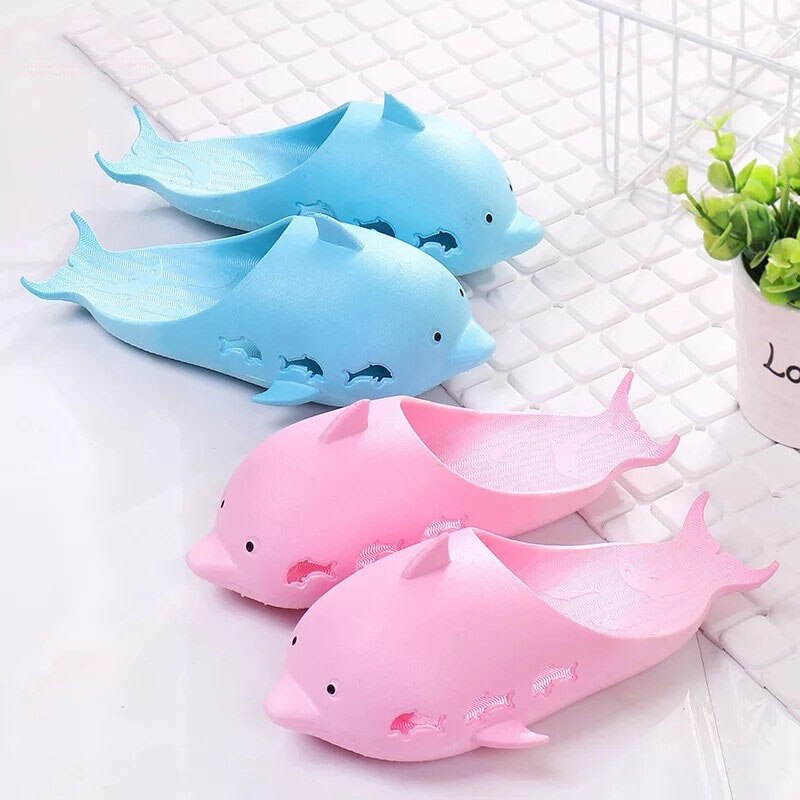 2022 ladies animal dolphin slippers summer men's sandals beach shoes outside funny bathroom floor home lovers slippers