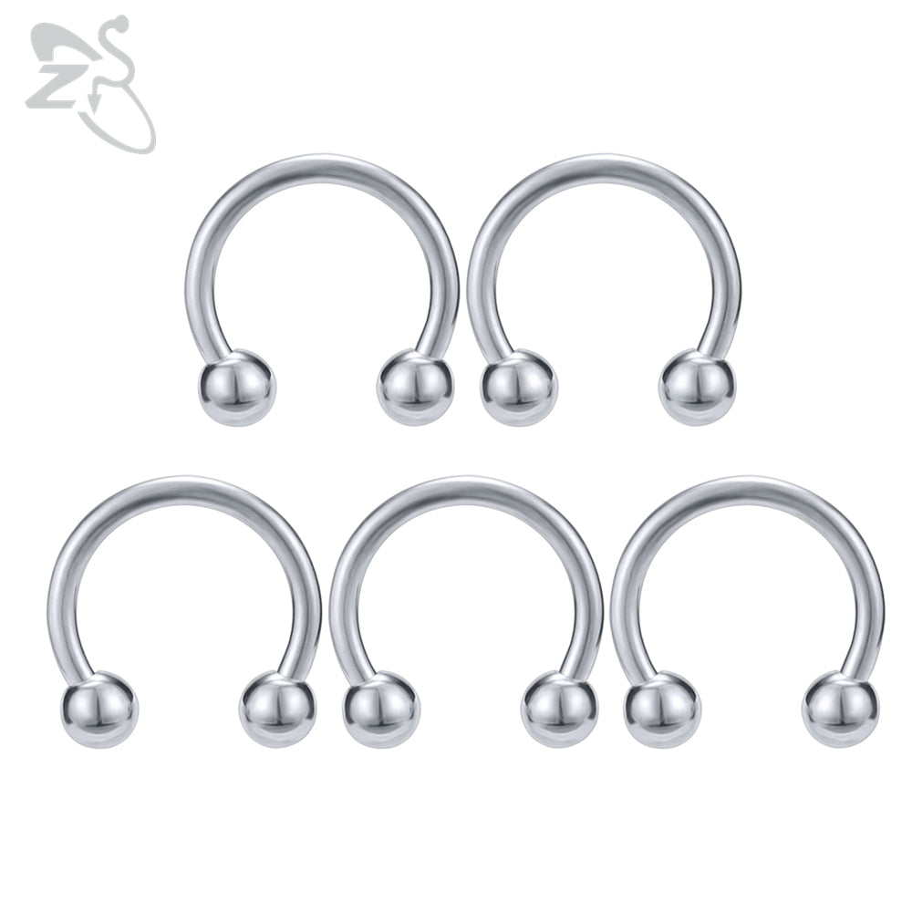 ZS 5 Pcs/lot Stainless Steel Nose Ring Spike Nose Piercings Helix Ear Piercing For Women Men Septum Rings Body Piercing Jewelry