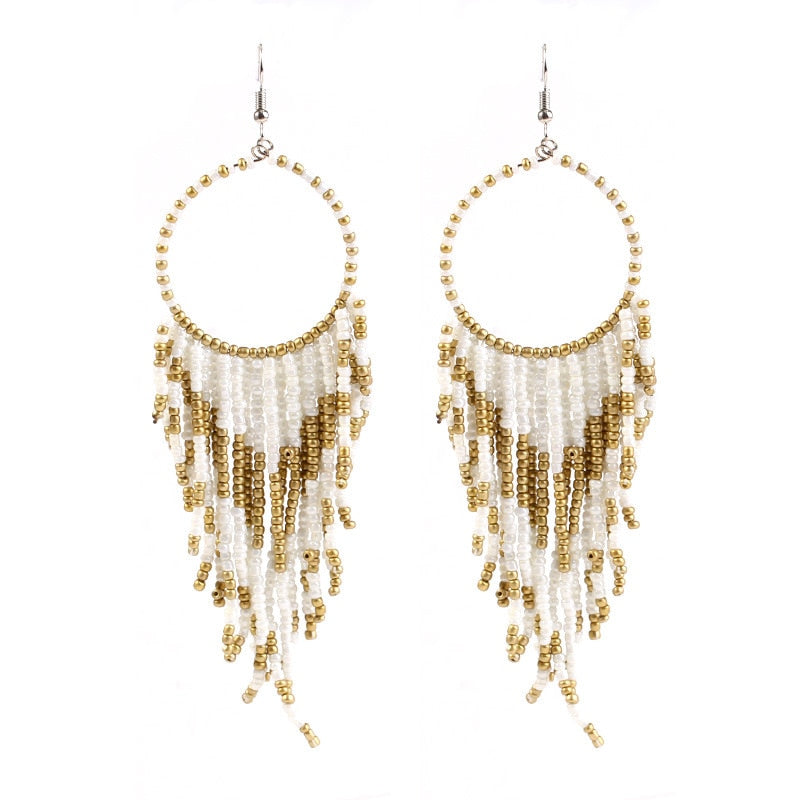 Kymyad Earrings 2022 Trend New Long Dangle Earrings Vintage Earings Fashion Jewelry Female Earrings Tassel Beads Chains Earring
