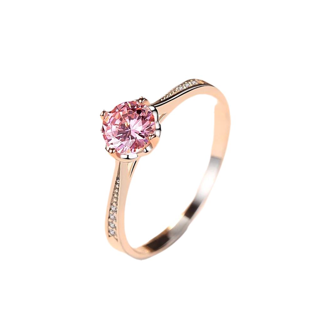 CZCITY Brand Pink Round Gemstone Romantic 925 Sterling Silver Women Wedding Bridal Engagement Fine Jewelry Brand Girlfriend Gift