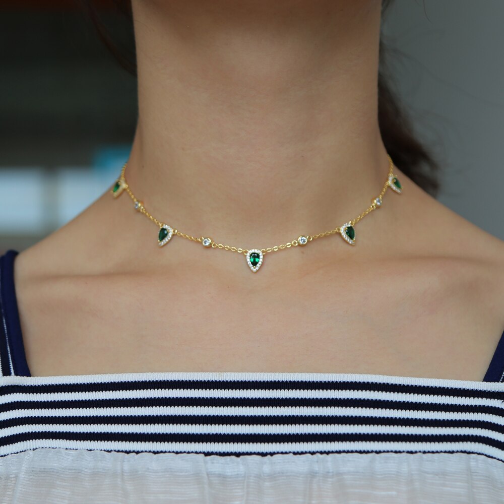 Bohemia NEWest gold color Pink stone statement chain necklace choker fashion jewelry for women elegance gift stylish jewelry