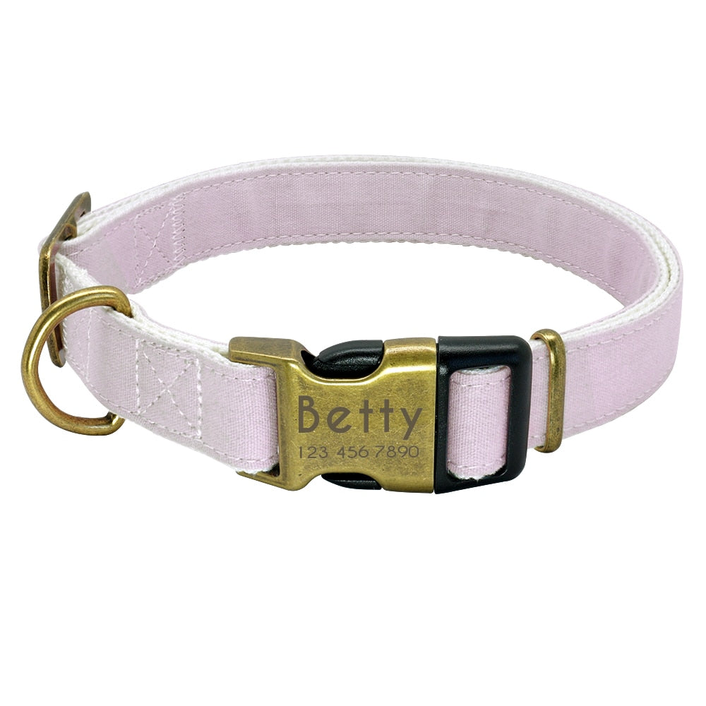 Personalized Dog Collar Nylon Small Large Dogs Puppy Collars Engrave Name ID for Small Medium Large Pet Pitbull Chihuahua Pink