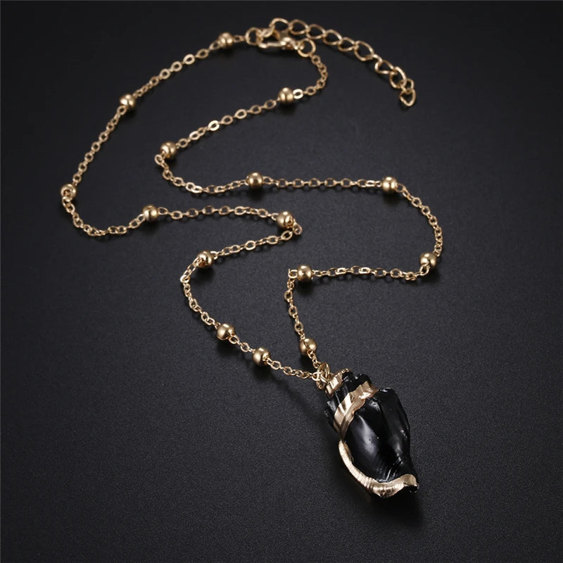 Natural Conch and Cowrie Shell Pendant Boho Necklace