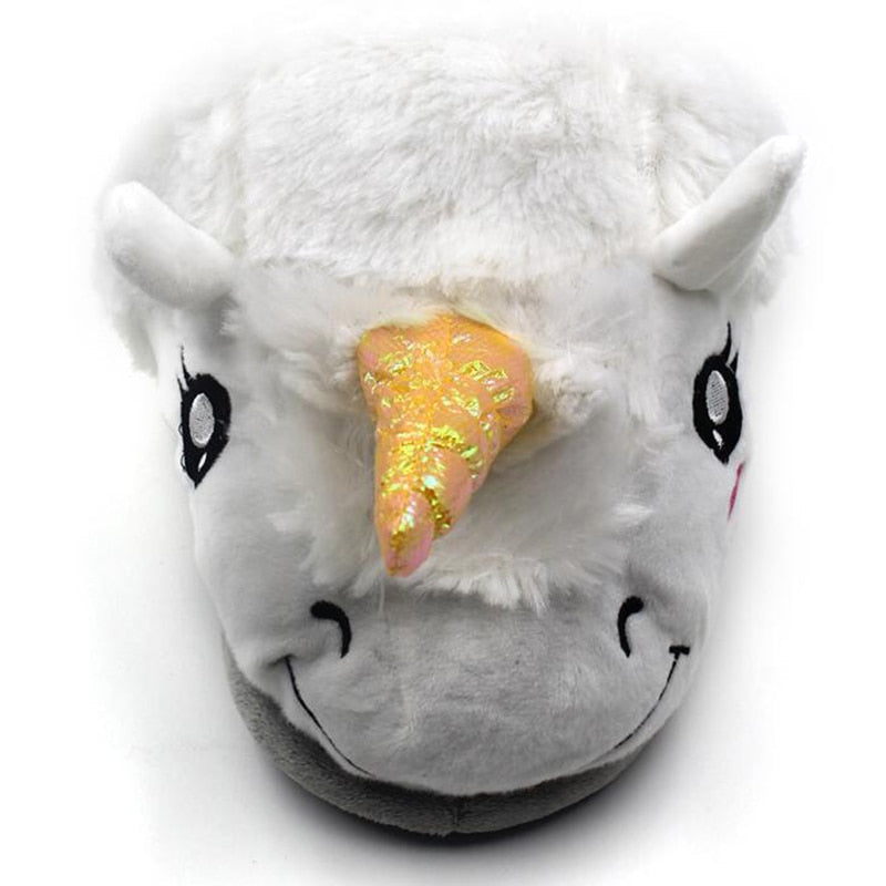 Size 36-41 Adult Unicorn Home Slippers Women Unicornio Pantufa Cute Shoes Cartoon Fur Unisex Indoor Chausson Licorne Chinelo k46
