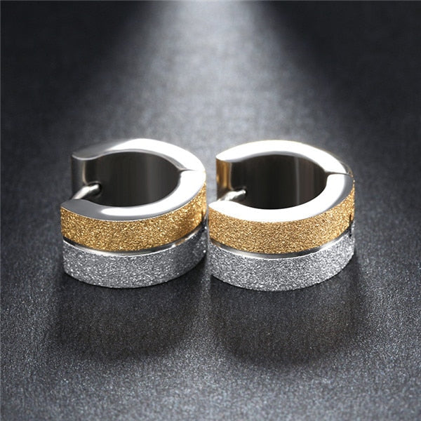 ZORCVENS Silver Color&Gold-Color Punk Rock Stainless Steel Small Hoop Earrings for Women Wedding Party Jewelry