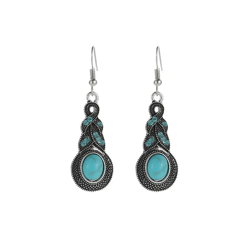 Blue Crystal Zircon Necklace Earring Set Jewelry