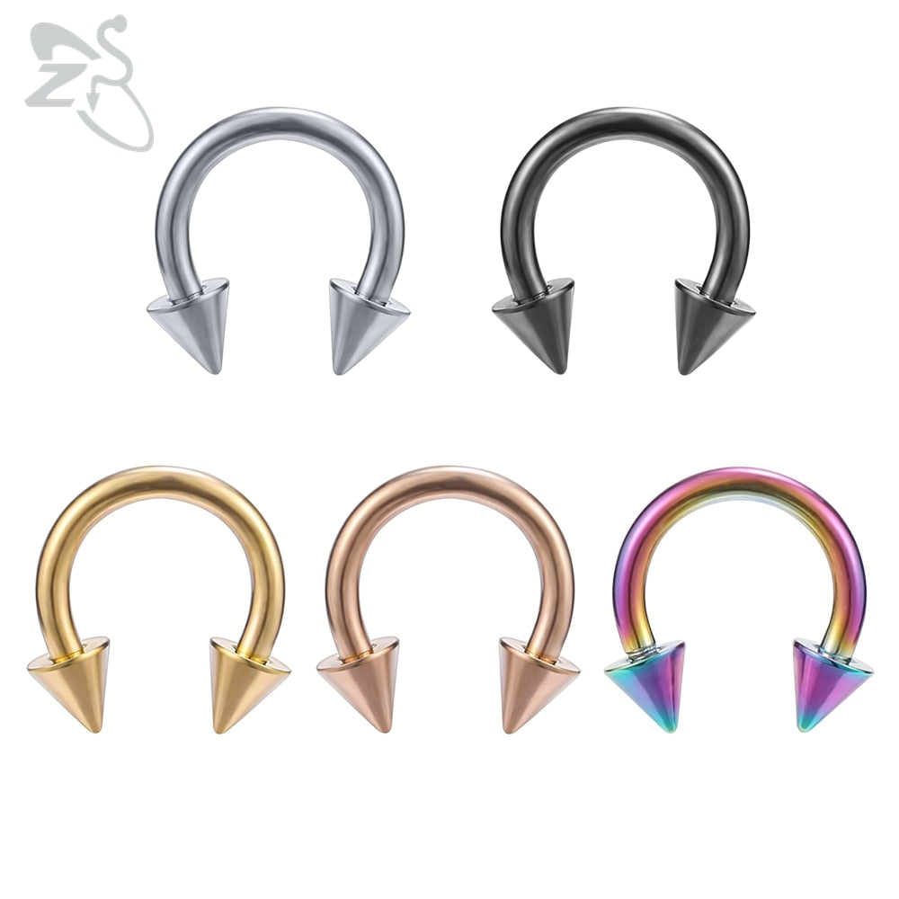ZS 5 Pcs/lot Stainless Steel Nose Ring Spike Nose Piercings Helix Ear Piercing For Women Men Septum Rings Body Piercing Jewelry