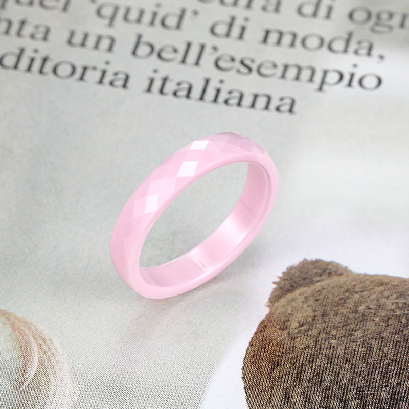 New 4mm Light Pink Black White Beautiful Hand Cut Ceramic Ring For Woman Top Quality Jewelry Without Scratches Woman Ring