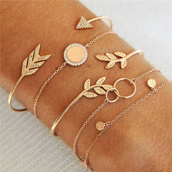 Modyle Bohemian Handmade Pink Crystal Beads Bracelets for Women Vintage Fashion Fox Map Bracelet Bangles Jewelry Gifts