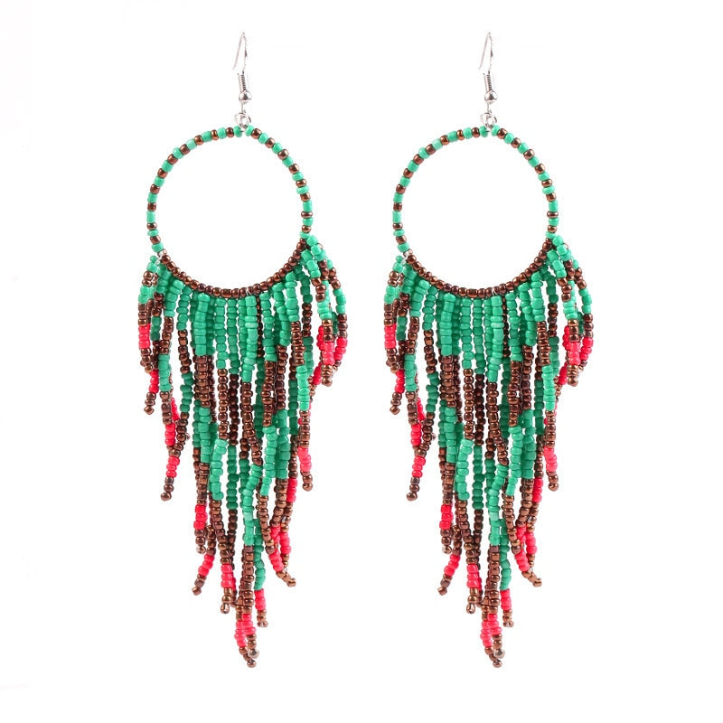 Kymyad Earrings 2022 Trend New Long Dangle Earrings Vintage Earings Fashion Jewelry Female Earrings Tassel Beads Chains Earring
