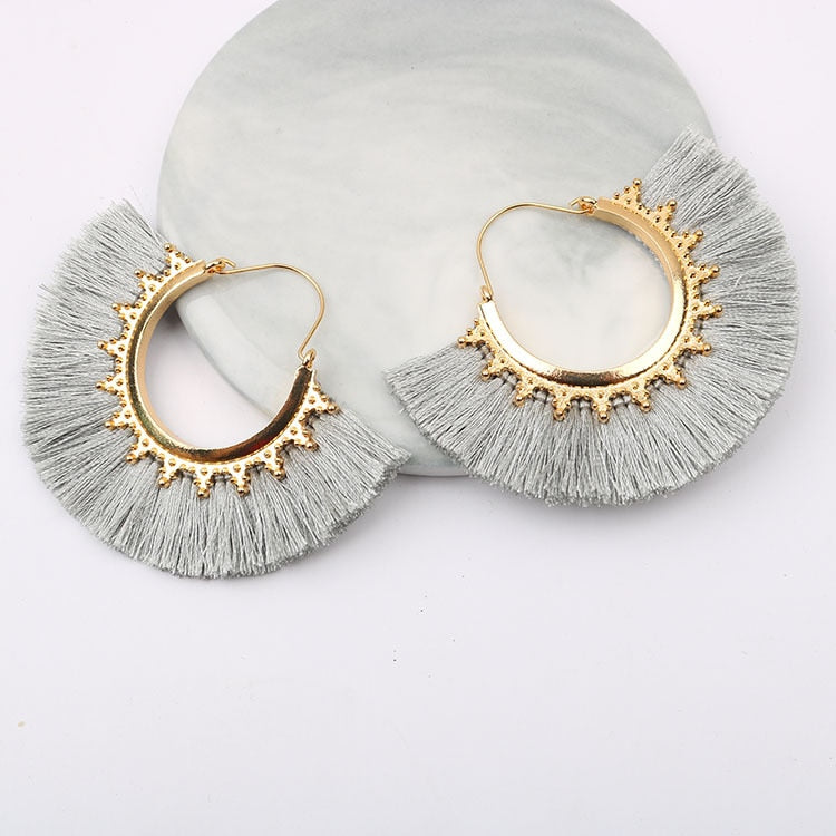 Round Tassel Earrings for Women Jewelry Drop Dangle Earrings Pendientes Mujer Moda Brincos Party Wedding Statement Earrings