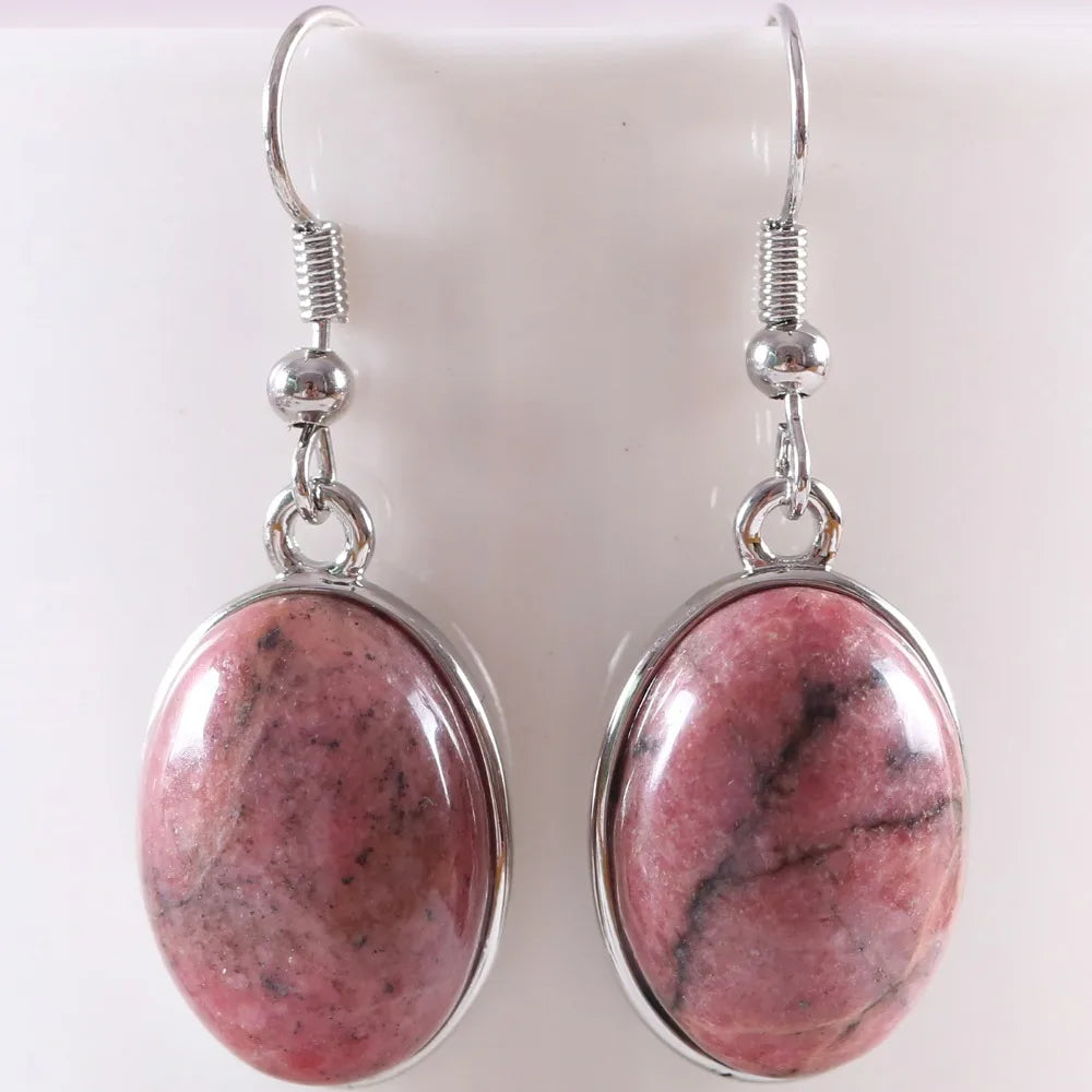 White Opal Lapis Cabochon Drop Earrings Jewelry