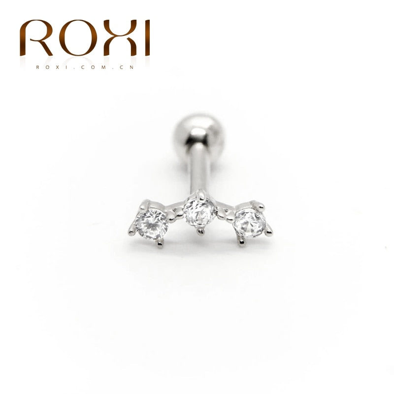 ROXI Small Crown Moon Star Lightning Constellation Stud Earrings for Women 925 Sterling Silver Piercing Earring Kolczyki Damskie