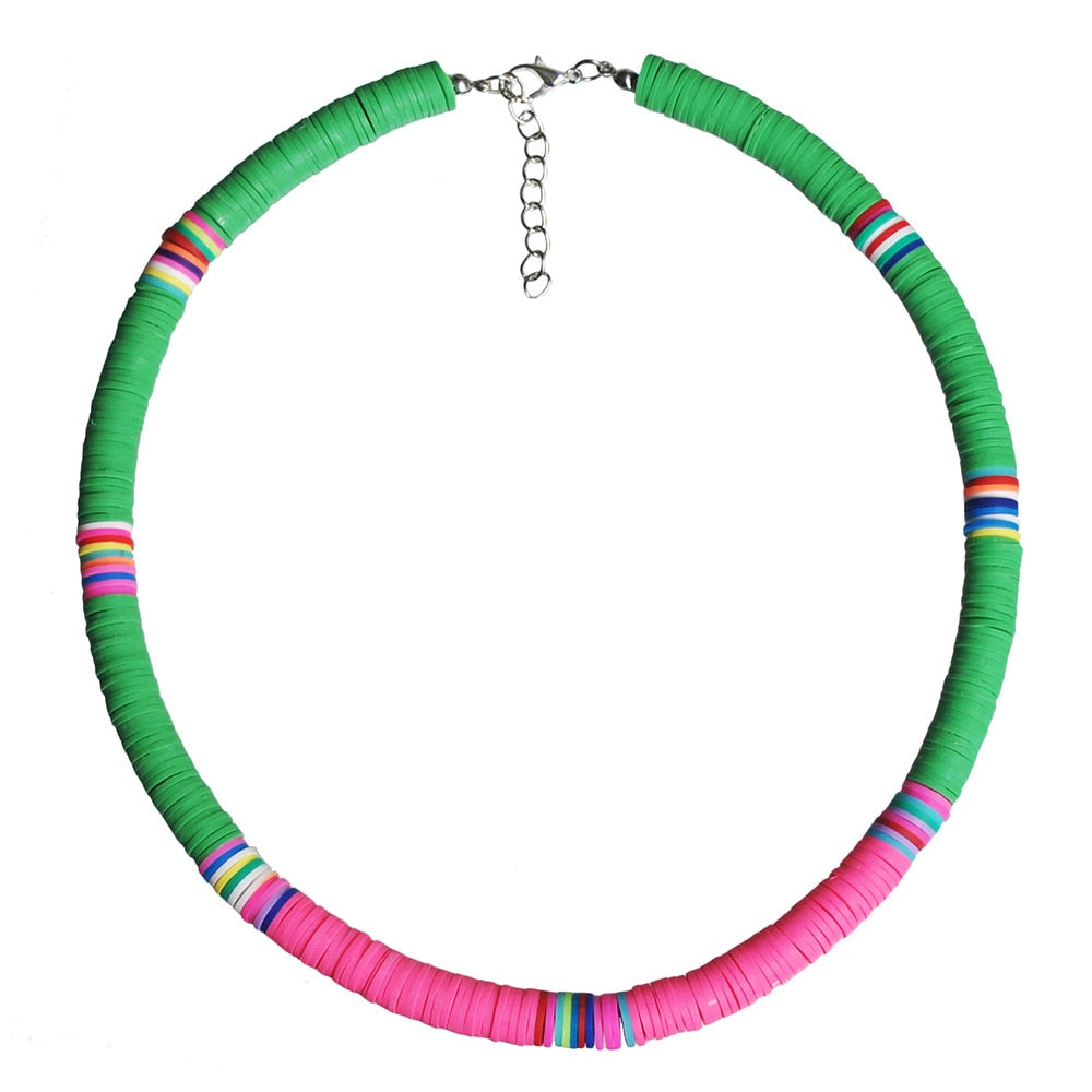 Fashion Soft Pottery Choker Necklace For Women Bohemian Colorful Clay Collar Shell Necklace Summer Beach Jewelry