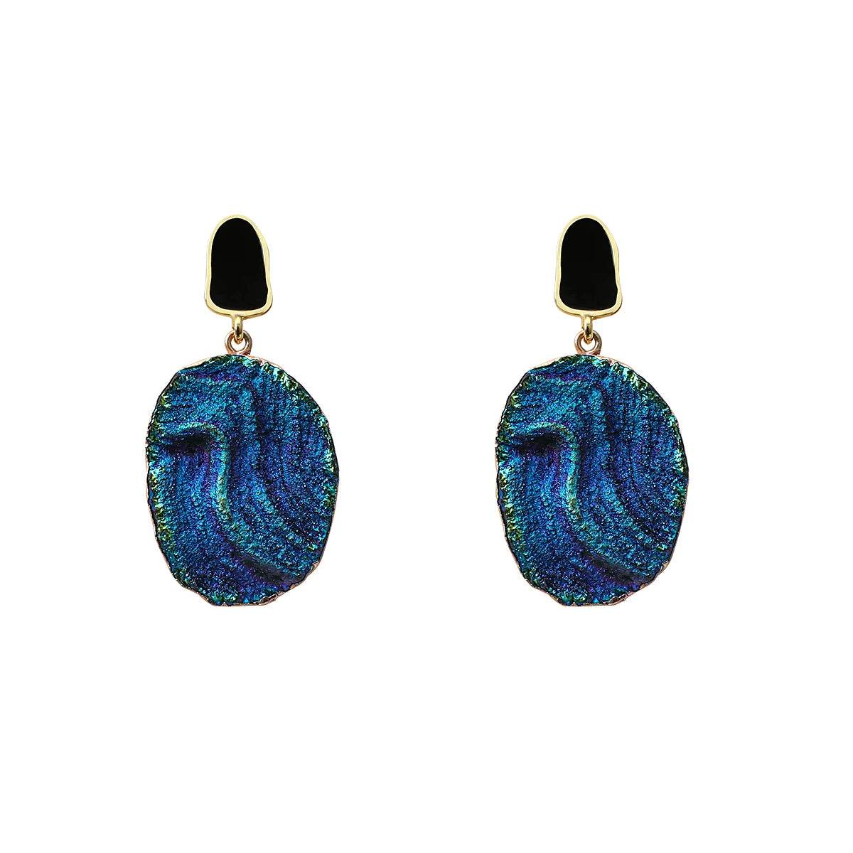 Volcanic Rock Abstract Drop Earrings, Starry Night Boho Jewelry