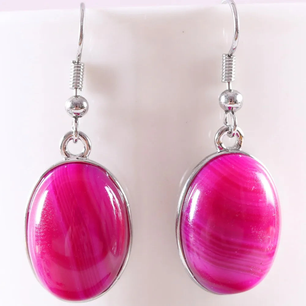 White Opal Lapis Cabochon Drop Earrings Jewelry