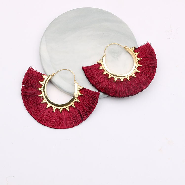 Round Tassel Earrings for Women Jewelry Drop Dangle Earrings Pendientes Mujer Moda Brincos Party Wedding Statement Earrings