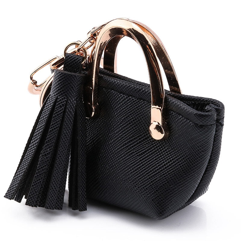 ZG Mini Small Bag Keychain Coin Purse Pink Blue Red Decoration Key Chains PU Leather Bag Storage Pendant Fashion Cute Jewelry
