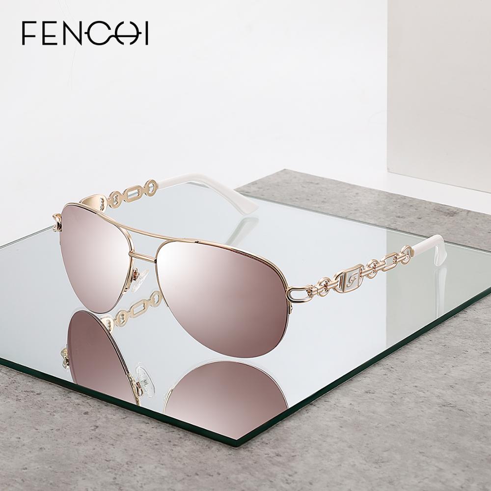 FENCHI Women Sunglasses DesignerTrendy Brand Vintage Pink Mirror Sun Glasses Ladies Cat Eye Eyewear Oculos Feminino De Sol
