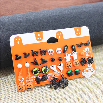 Nightmare Before Christmas Halloween Earrings Punk Skeleton Pumpkin Car Funny Cute Samll Stud Earrings Jewelry Aretes De Mujer - Charlie Dolly