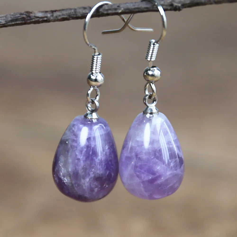 Lapis Lazuli Natural Stone Earrings for Women Fancy Drop Earring Elegant Dangle Earrings Bold Jewelry Dropship Gifts - Charlie Dolly
