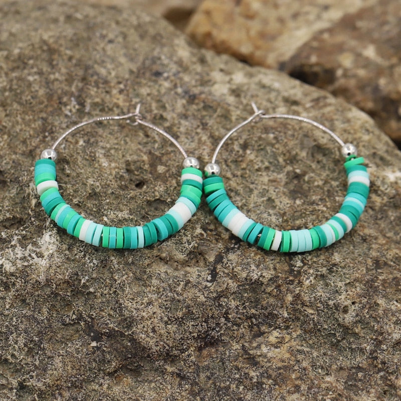 Multicolor Boho Hoop Earrings 2023 New Fashion Colorful Clay korean Jewelry Earrings Accesories for Women Girls