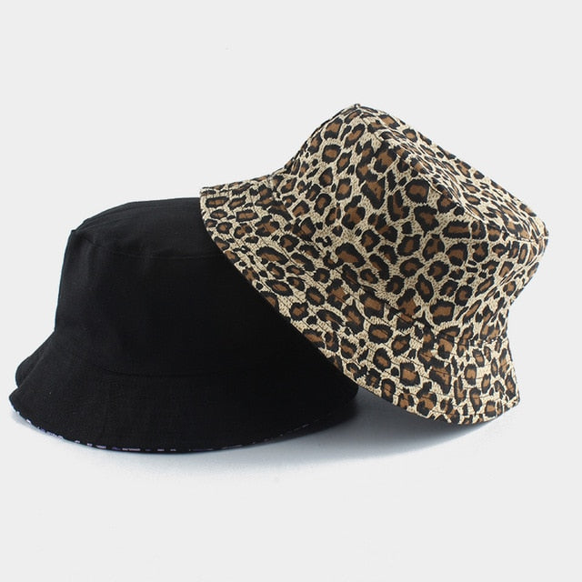 2021 New Fashion Korean Pink Cow Print Bucket Hat Women Reversible Fishing Cap Bob Chapeau Autumn Summer