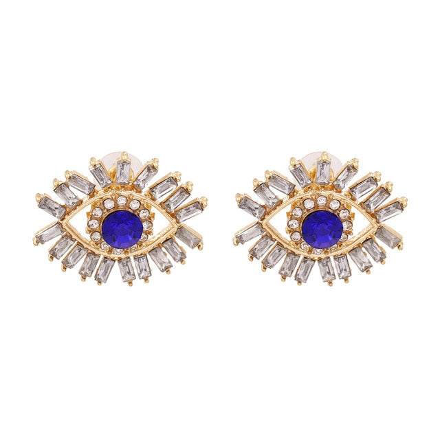 JUJIA Trendy Ethnic Love Heart Shape Evil Eye Drop Earrings For Women Vintage Statement Crystal Dangle Earring Jewelry Gift