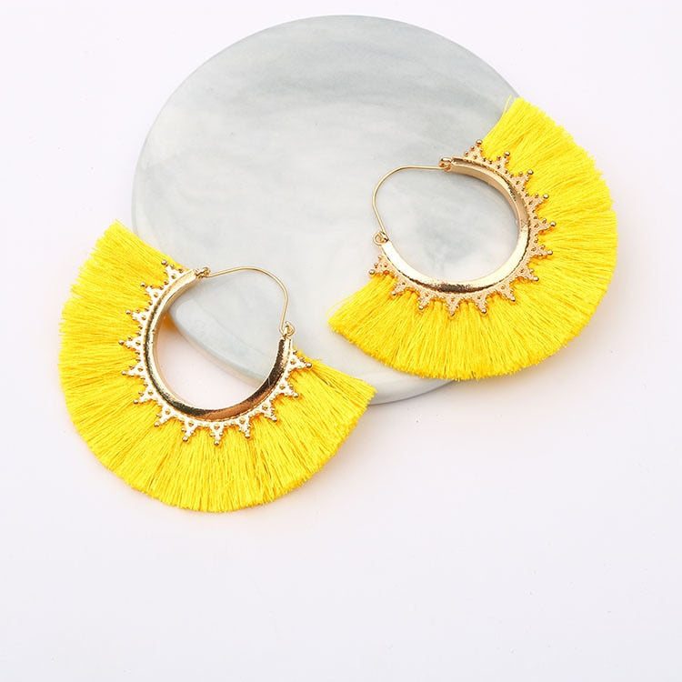 Round Tassel Earrings for Women Jewelry Drop Dangle Earrings Pendientes Mujer Moda Brincos Party Wedding Statement Earrings