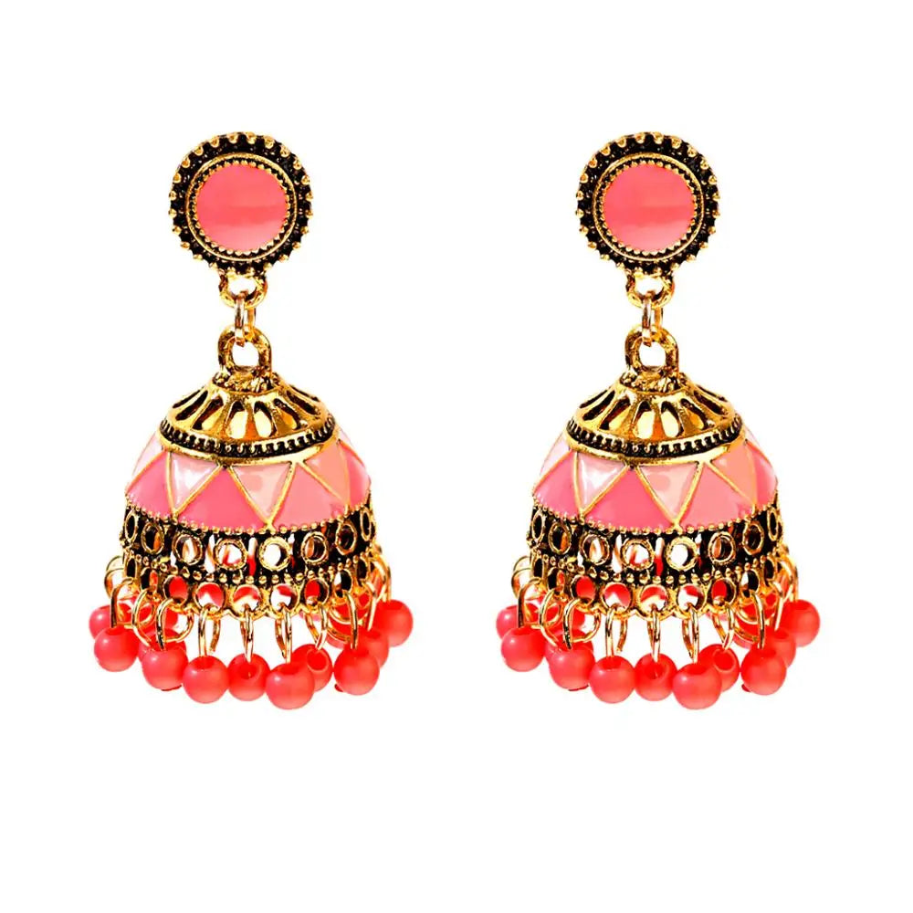Pearl Bead Indian Jhumka Hanging Earrings Jewelry