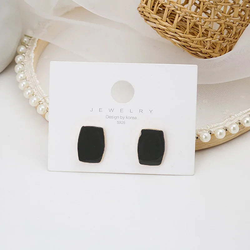 Black Leaf Pearl Crystal Long Earrings Jewelry
