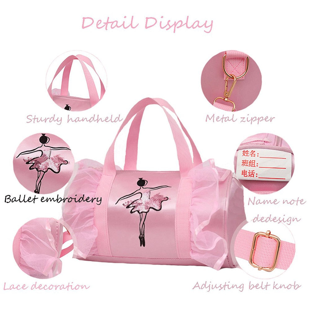 Ballet Dance Bags Pink Girls Sports Dance Kids Backpack Baby Barrels Package Bag Costume Clothes Shoes Dress Handbag