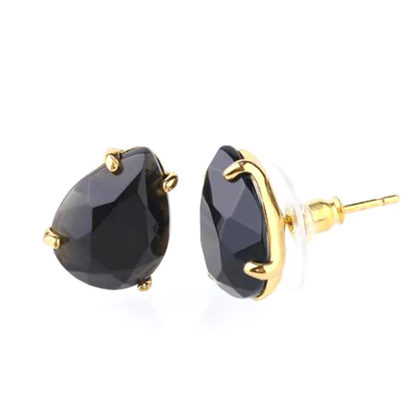 Crystal Stud Earrings for Women Girls Waterdrop Round Oval Shape Natural Lapis Lazuli Amethyst Faceted Stone Earring Jewelry - Charlie Dolly