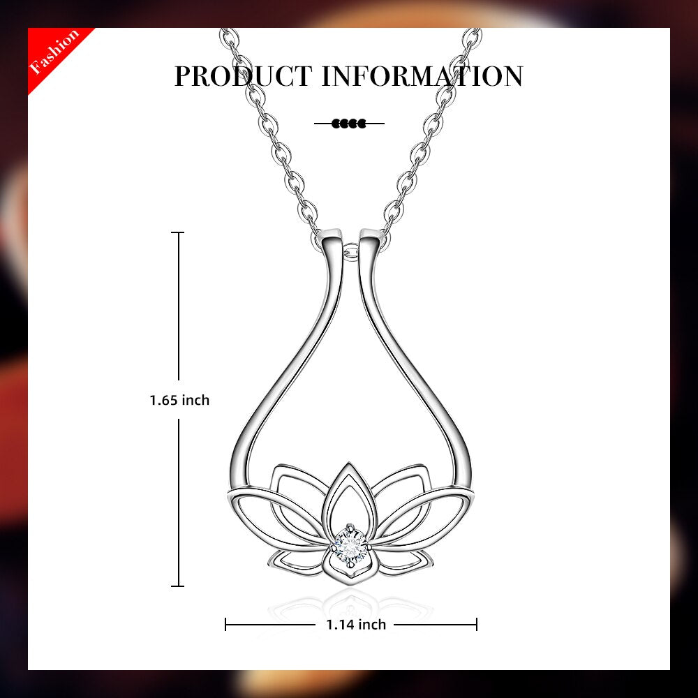 Ring Holder Necklace Lotus Flower 925 Sterling Silver Engagement Wedding Magic Rings Multiple for Women