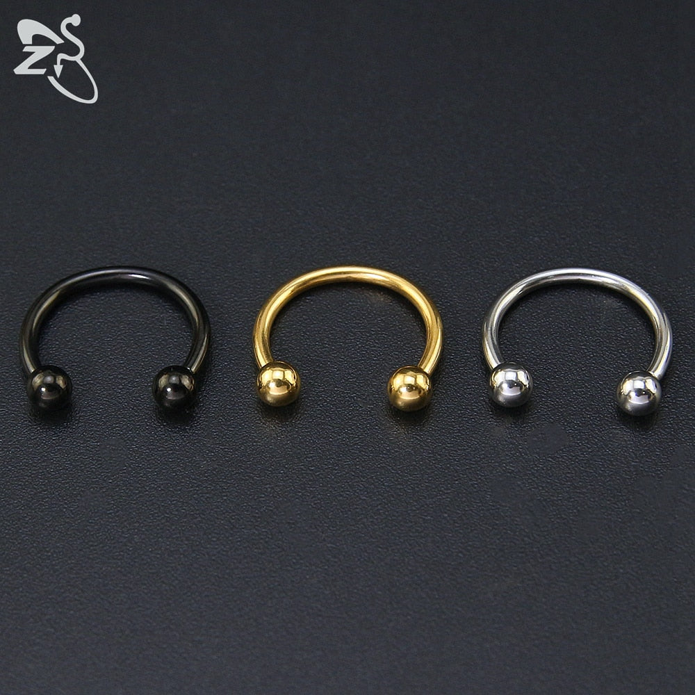 ZS 1 PC 316L Stainless Steel Nose Ring 14G 16G Nose Piercings Helix Ear Piercing Women Men Septum Rings Body Piercing Jewelry