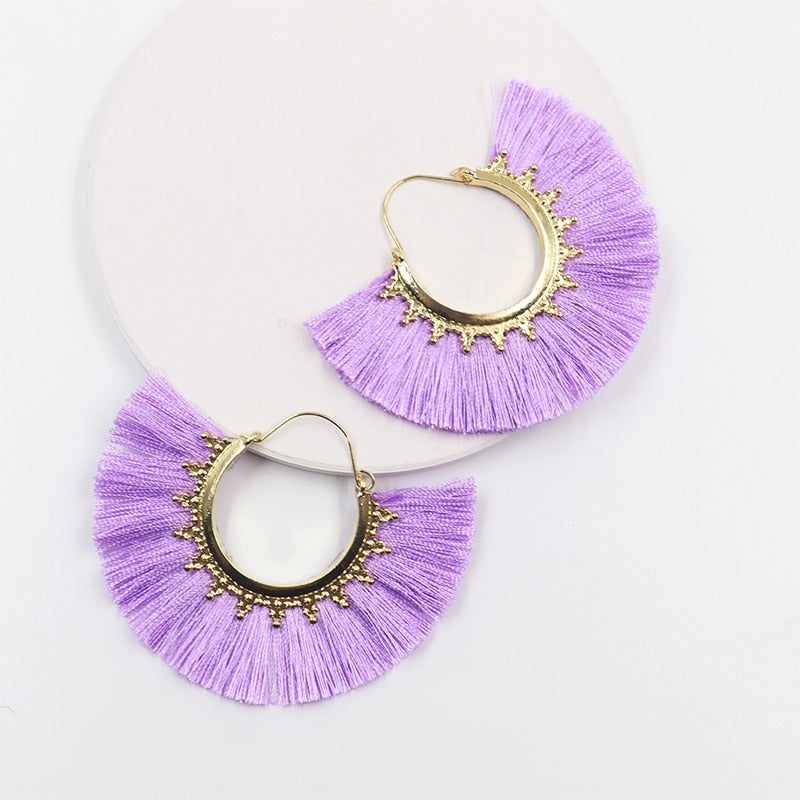 Round Tassel Earrings for Women Jewelry Drop Dangle Earrings Pendientes Mujer Moda Brincos Party Wedding Statement Earrings