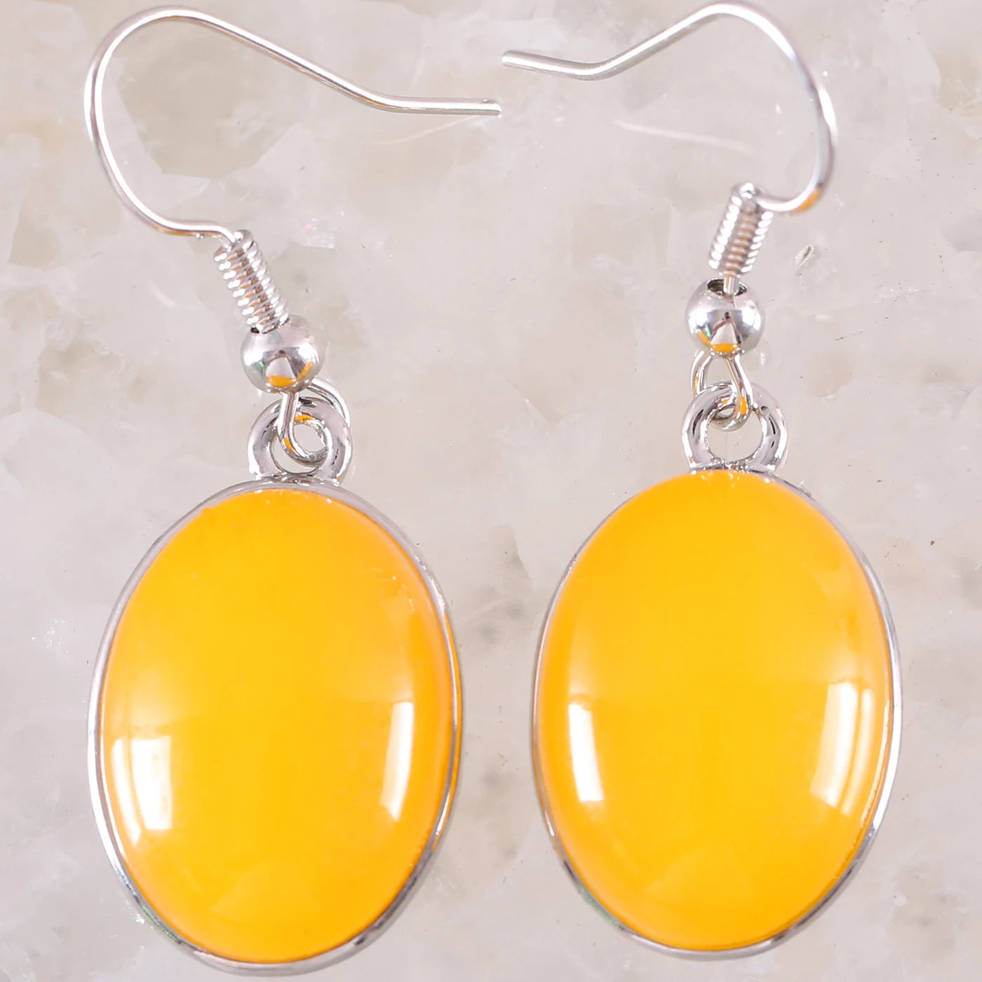 White Opal Lapis Cabochon Drop Earrings Jewelry