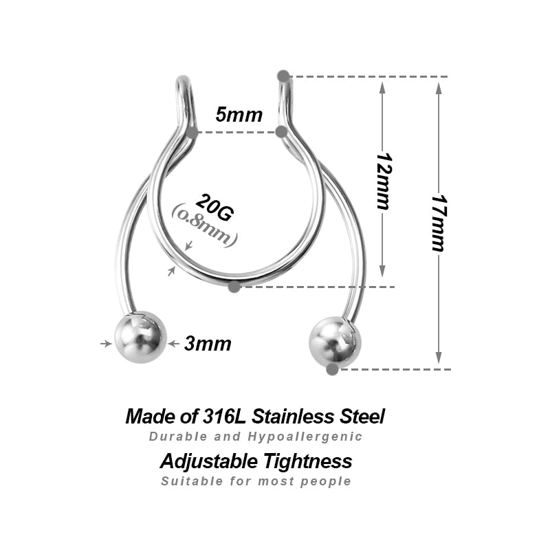1-5pcs New Fake Nose Piercing Fake Nose Ring Hoop Septum Rings Surgical Steel Colorful Fake Piercing Nose Piercings Jewelry 20G