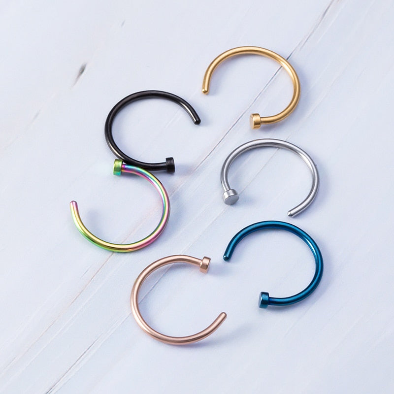 1-5pcs New Fake Nose Piercing Fake Nose Ring Hoop Septum Rings Surgical Steel Colorful Fake Piercing Nose Piercings Jewelry 20G