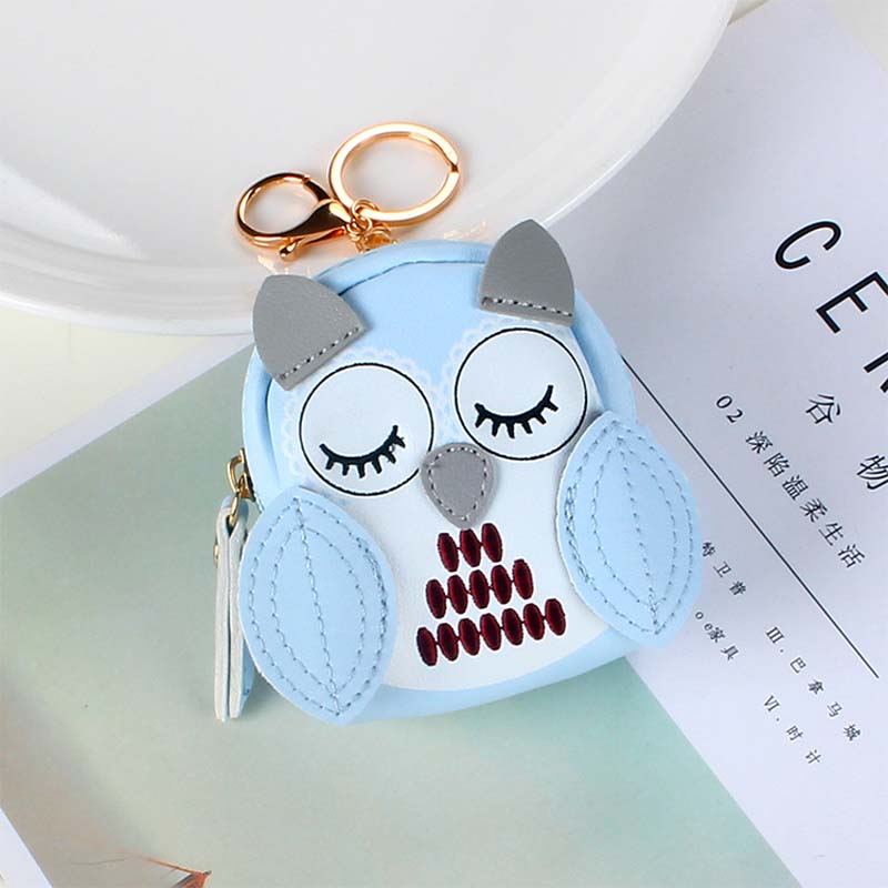 Cute Key Bag Owl Coin Purse Mini School Bag Car Key Chain Pendant Lady Wallet PU Leather Coin Purses Coin Purse Keychain